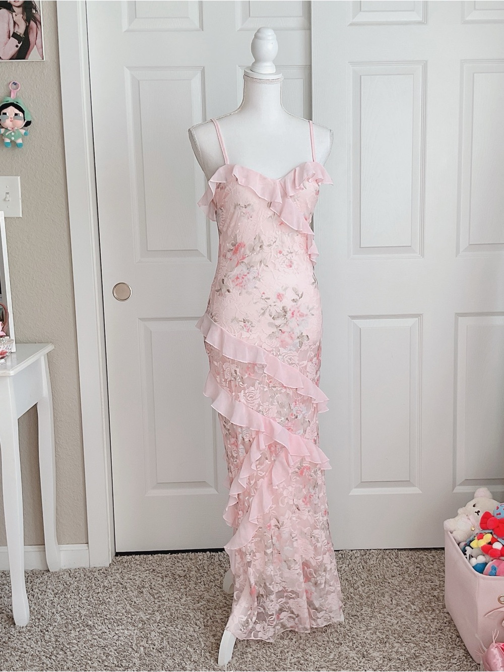 Cider pink ruffle floral lace maxi dress - Picture 8 of 8